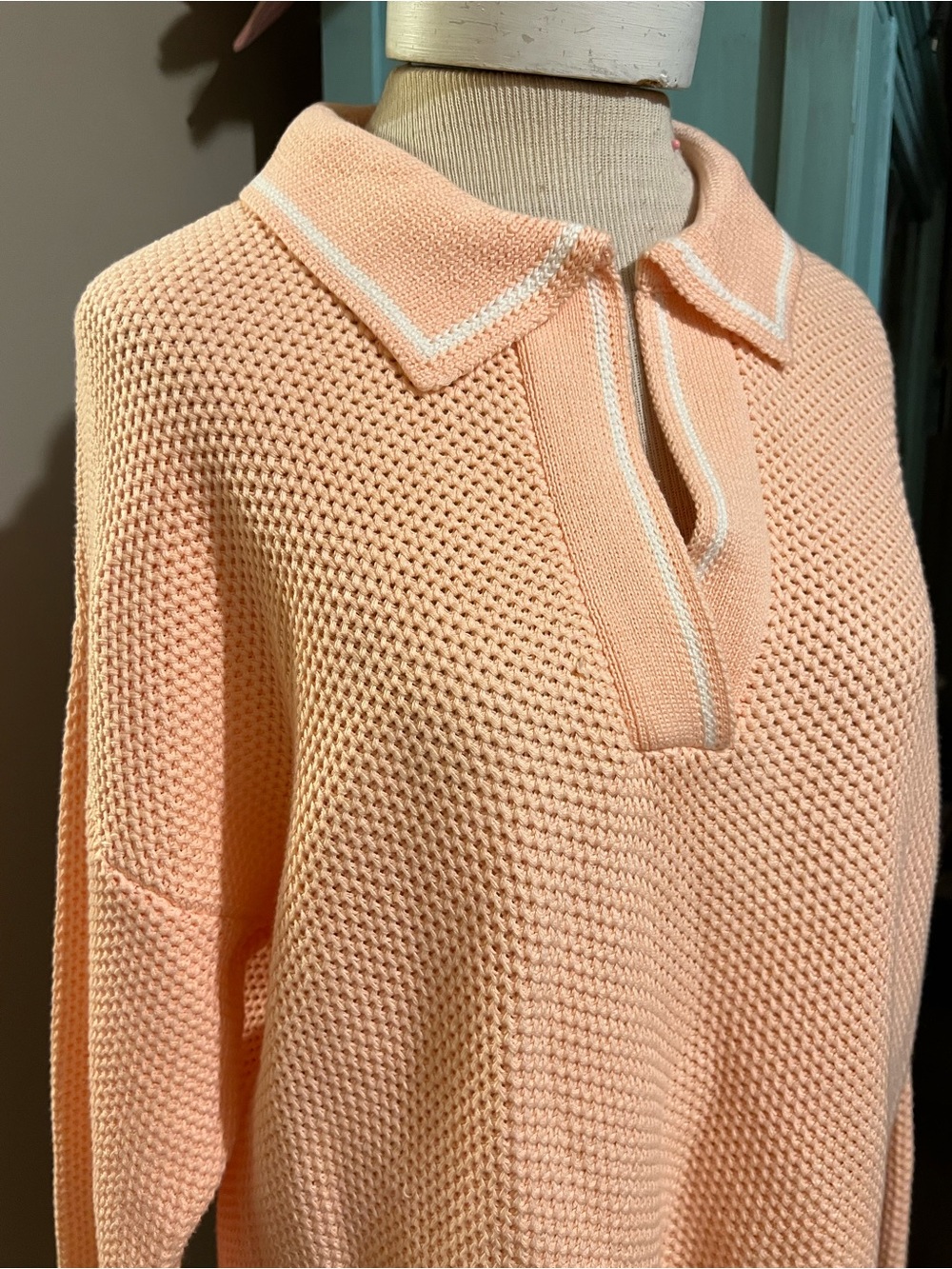 Natural Reflections Size Medium 100% Cotton Peach  Orange Long Sleeve Sweater - Picture 2 of 8